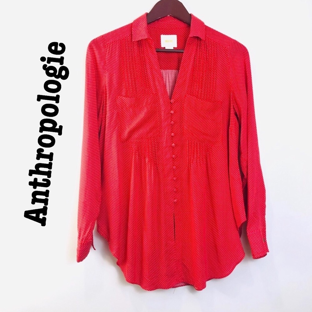 Maeve Polka Dot Top | Red Top Blouse